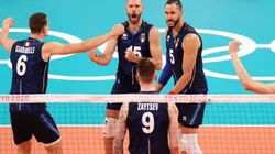 Riccardo Sbertoli of Team Italy reacts with team mates