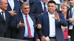 Joan laporta, Barcelona's president, stands alongside Ronaldo Nazario.