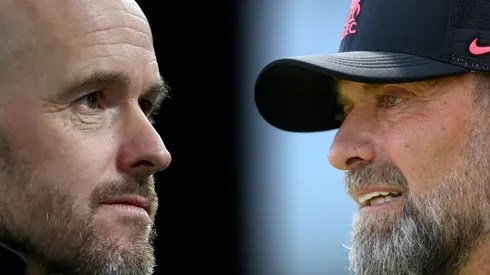 Coach Erik ten Hag of Manchester United and Juergen Klopp, Coach of Liverpool