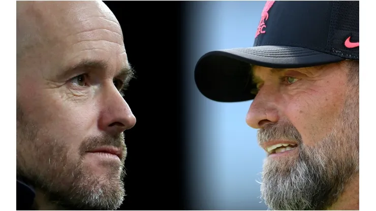 Coach Erik ten Hag of Manchester United and Juergen Klopp, Coach of Liverpool