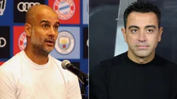 Manchester City Manager Pep Guardiola (L) and Barcelona Manager Xavi Hernández (R)