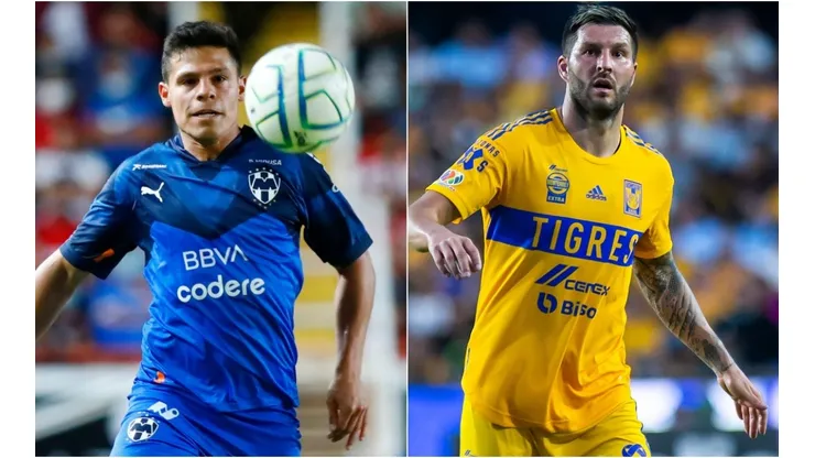 Arturo Gonzalez of Monterrey and Andre-Pierre Gignac of Tigres UANL