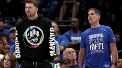 Luka Doncic (left) and Mark Cuban.
