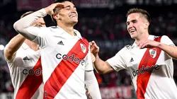 Pablo Solari of River Plate celebrates after scoring