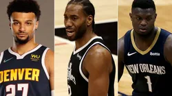 Jamal Murray, Kawhi Leonard and Zion Willamson