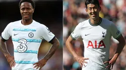 Raheem Sterling of Chelsea and Heung-Min Son of Tottenham Hotspur