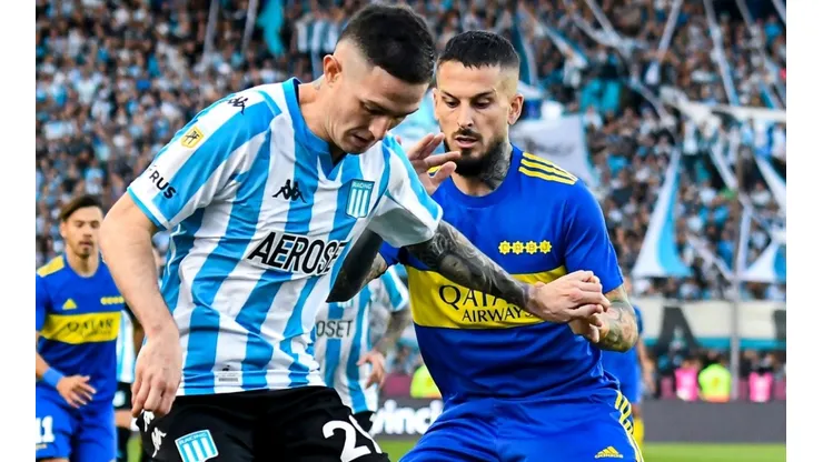 Anibal Moreno of Racing Club and Dario Benedetto of Boca Juniors