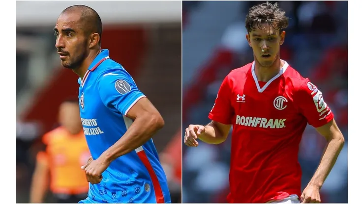 Rafael Baca of Cruz Azul and Marcel Ruiz of Toluca