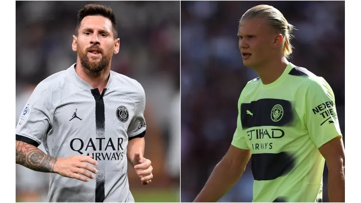 Lionel Messi (left) and Erling Haaland.