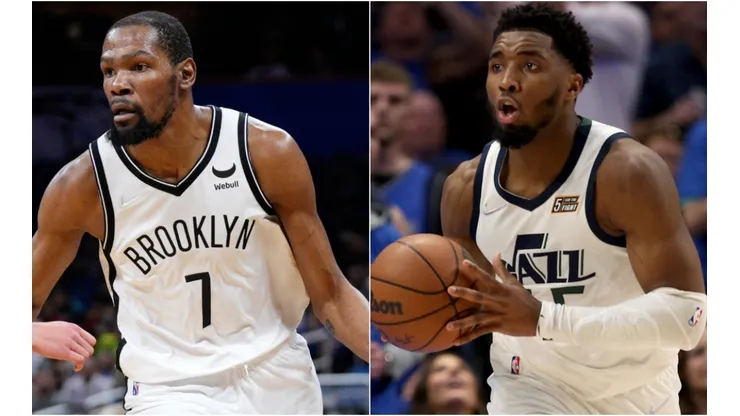 Kevin Durant of Brooklyn Nets and Donovan Mitchell of Utah Jazz