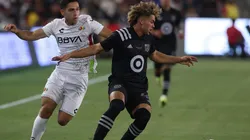 Cade Cowell of the MLS All-Stars and Salvador Reyes of the Liga MX All-Stars in the 2021 All-Star Game