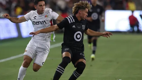 Cade Cowell of the MLS All-Stars and Salvador Reyes of the Liga MX All-Stars in the 2021 All-Star Game