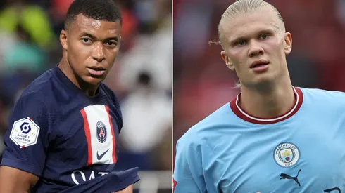 Kylian Mbappe of PSG and Erling Haaland of Manchester City