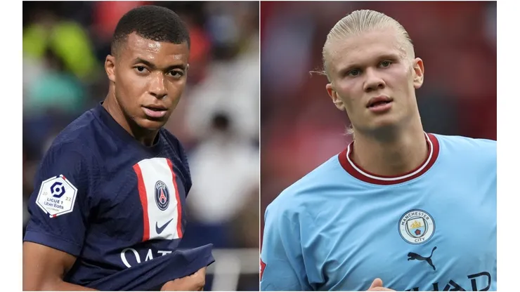 Kylian Mbappe of PSG and Erling Haaland of Manchester City