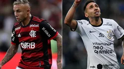 Everton Cebolinha of Flamengo (L) and Gustavo Silva of Corinthians (R)