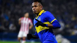 Sebastian Villa of Boca Juniors celebrates after scoring