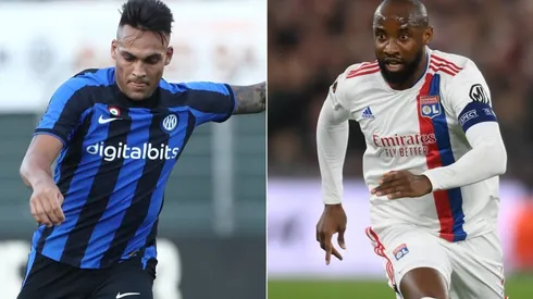 Lautaro Martinez of Inter (left) and Moussa Dembele of Lyon.