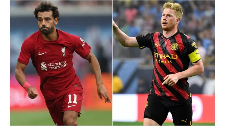 Mohamed Salah of Liverpool and Kevin De Bruyne of Manchester City