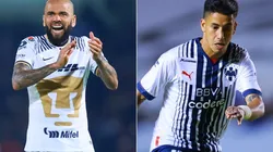 Dani Alves of Pumas UNAM and Maximiliano Meza of Monterrey