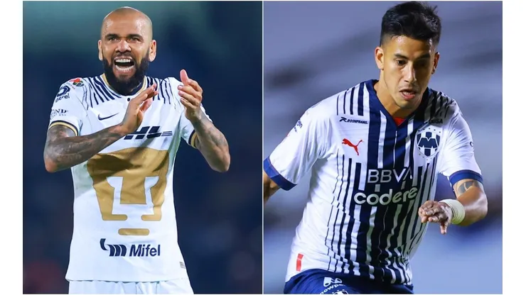 Dani Alves of Pumas UNAM and Maximiliano Meza of Monterrey