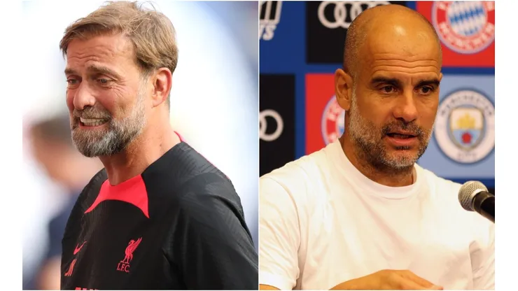 Jurgen Klopp of Liverpool and Pep Guardiola of Manchester City