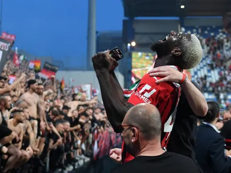 AC Milan's Tiemoue Bakayoko reacts to Italian police pulling guns on him