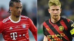 Leroy Sane of Bayern Munich and Kevin De Bruyne of Manchester City