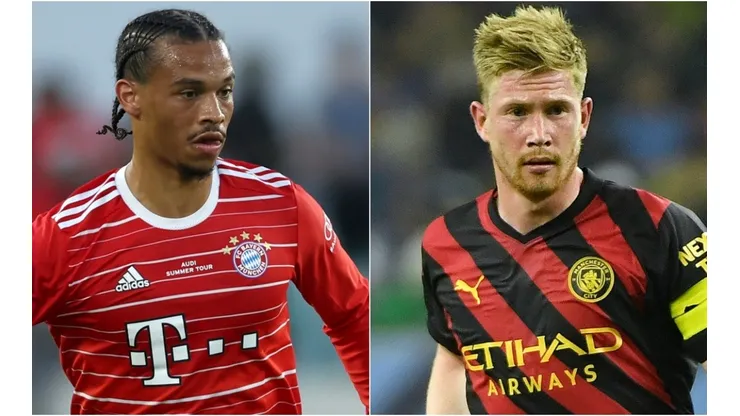Leroy Sane of Bayern Munich and Kevin De Bruyne of Manchester City
