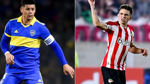Marcos Rojo of Boca Juniors and Manuel Castro of Estudiantes LP