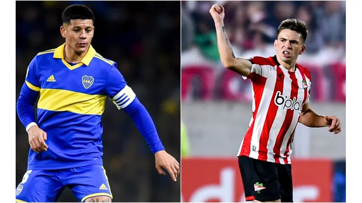 Marcos Rojo of Boca Juniors and Manuel Castro of Estudiantes LP