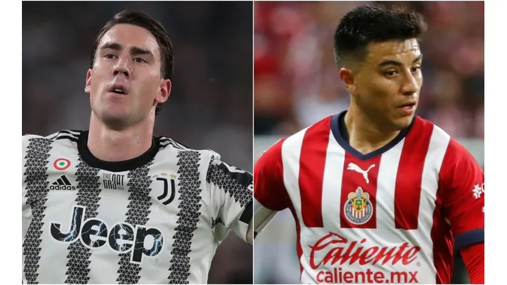 Dusan Vlahovic of Juventus and Fernando Beltran of Chivas