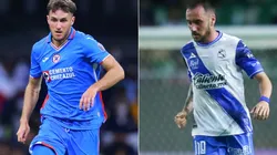 Santiago Gimenez of Cruz Azul and Federico Mancuello of Puebla