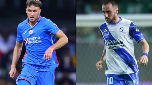 Santiago Gimenez of Cruz Azul and Federico Mancuello of Puebla