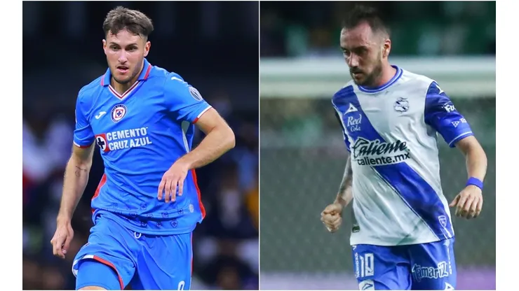 Santiago Gimenez of Cruz Azul and Federico Mancuello of Puebla
