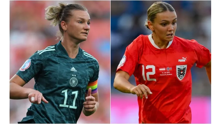 Alexandra Popp of Germany and Laura Wienroither of Austria