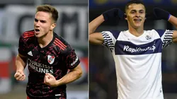 Agustin Palavecino of River Plate and Ramon Sosa Of Gimnasia