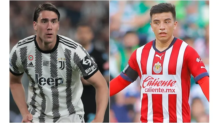 Dusan Vlahovic of Juventus and Fernando Beltran of Chivas