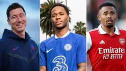 Robert Lewandowski (left), Raheem Sterling (c), and Gabriel Jesus.