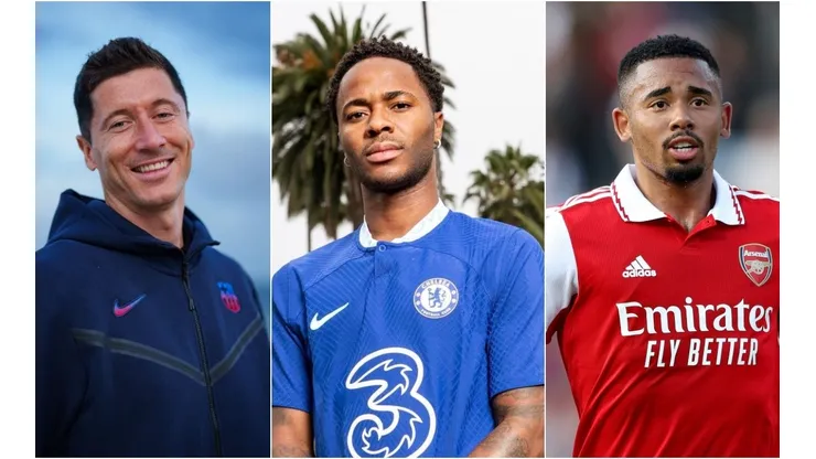 Robert Lewandowski (left), Raheem Sterling (c), and Gabriel Jesus.