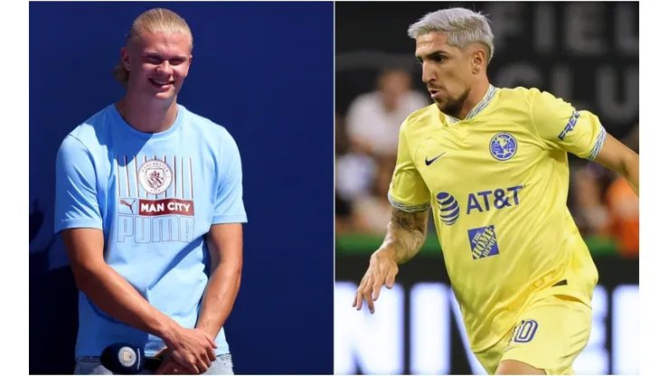 Erling Haaland of Manchester City and Diego Valdez of Club America