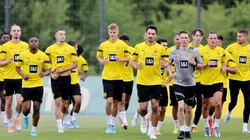The team of Borussia Dortmund attends a training session