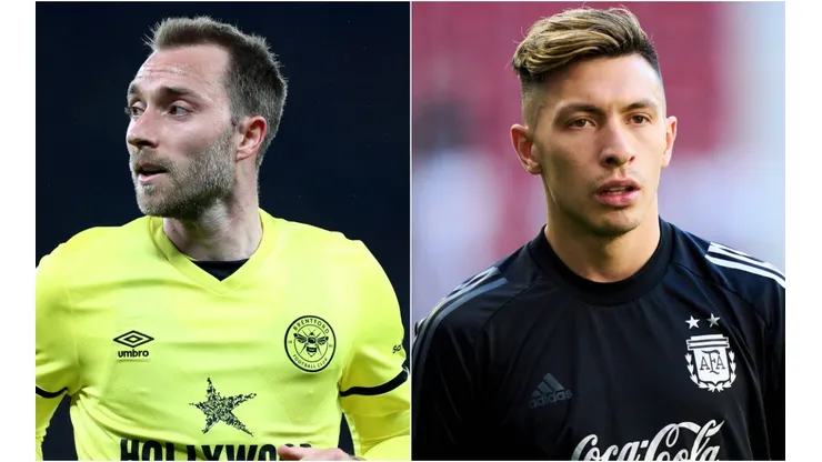 Christian Eriksen and Lisandro Martinez of Manchester United