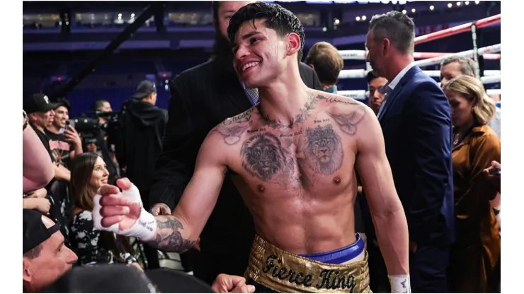 Ryan Garcia walks out of the ring after defeating Emmanuel Tagoe