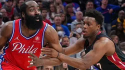 James Harden of the Philadelphia 76ers and Kyle Lowry of the Miami Heat