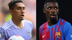 Raphinha and Ousmane Dembele of Barcelona