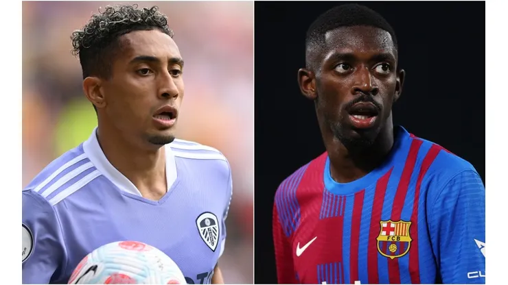 Raphinha and Ousmane Dembele of Barcelona