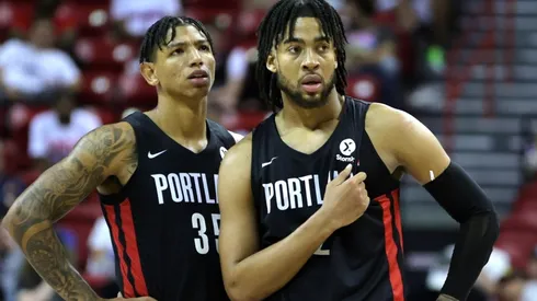 Didi Louzada and Trendon Watford of the Portland Trail Blazers, the 2022 NBA Summer League Champions
