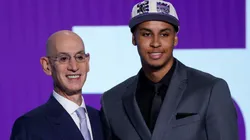 NBA commissioner Adam Silver and Keegan Murray