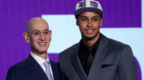 NBA commissioner Adam Silver and Keegan Murray