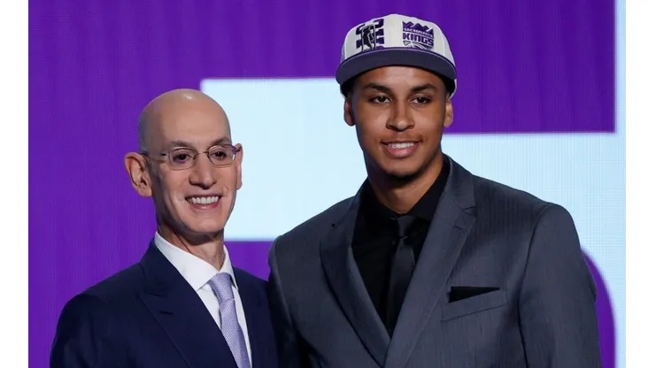 NBA commissioner Adam Silver and Keegan Murray
